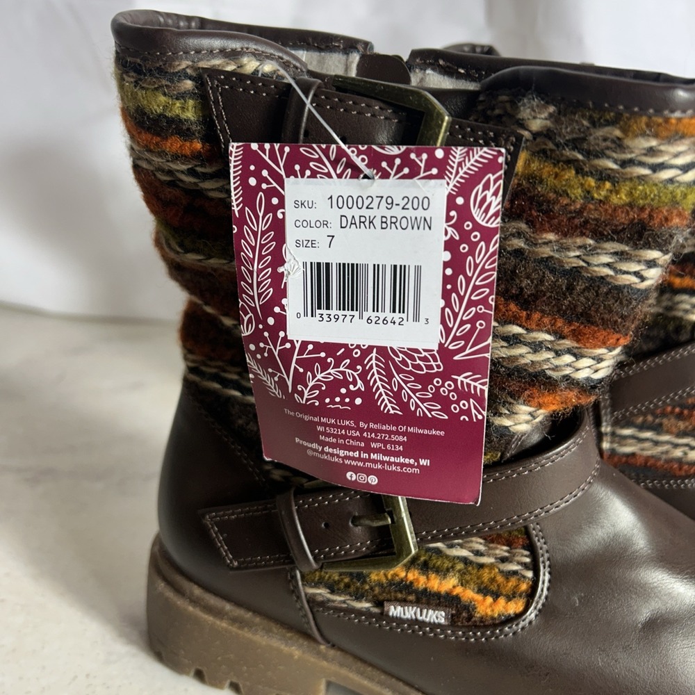MUK LUKS Women's Scarlett Sasha Dark Brown Size 7 - Picture 3 of 7